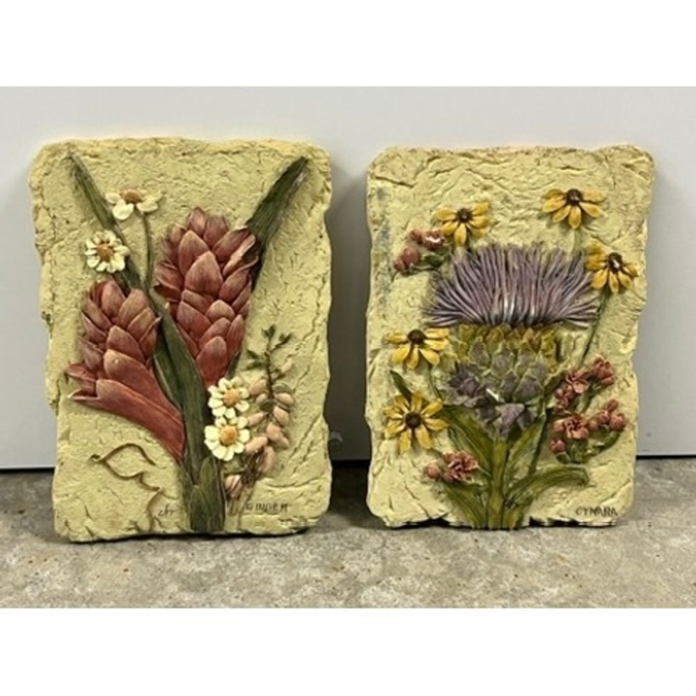 Cheri Blum 3D Resin Plaques - Two - Ginger &‎ Cynara - Cottagecore / Floral
